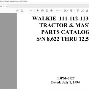 Raymond Forklift Walkie 111 112 113 114 Tractor & Mast Parts Catalog Manual SN 8622 Thru 12589 - PDF DOWNLOAD