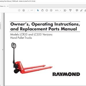 Raymond Hand Pallet Trucks LCR55 and LCS55 Versions Owner’s Operating Instructions and Replacement Parts Manual -  PDF DOWNLOAD