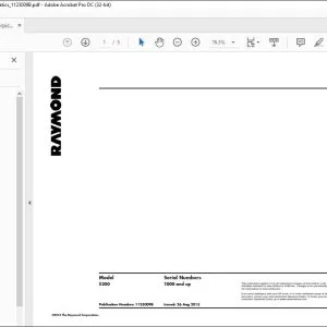 Raymond Orderpicker 5200 Schematics Manual SN 1000 and up - PDF DOWNLOAD