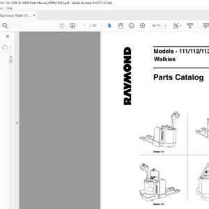 Raymond PALLET WALKIS 111 112 113 114 PARTS CATALOG MANUAL SN12,590 AND UP - PDF DOWNLOAD