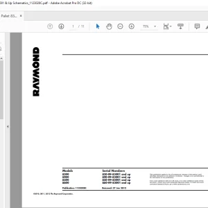 Raymond Pallet 8300 8400 8500 8600 Schematics Manual  - PDF DOWNLOAD