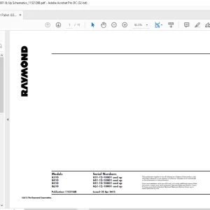 Raymond Pallet 8310 8410 8510 8610 Schematics Manual 1152122B -  PDF DOWNLOAD