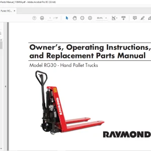 Raymond RG30 - Hand Pallet Trucks Owner’s Operating Instructions and Replacement Parts Manual -  PDF DOWNLOAD