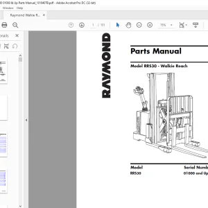 Raymond RRS30 - Walkie Reach Parts Manual SN01000 and Up -  PDF DOWNLOAD