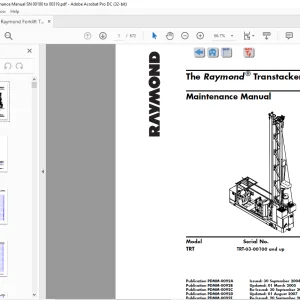 Raymond The Raymond ® Transtacker TRT Maintenance Manual SNTRT-03-00100 and up  - PDF DOWNLOAD