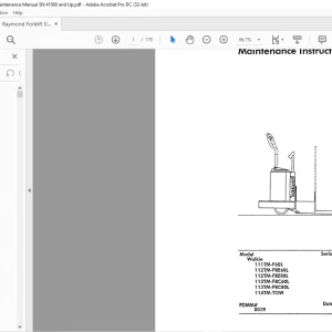 Raymond Forklift Walkie 111TM-F60L 112TM-FRE60L 112TM-FREB0L 113TM-FRC60L 113TM-FRCS0L 114TM TOW Maintenance Manual