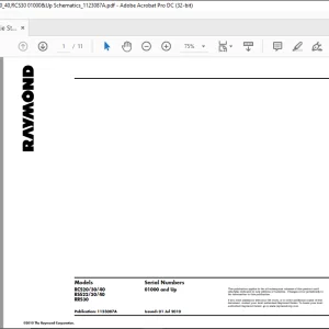 Raymond Walkie Counterbalanced RCS20 30 40 RSS22 30 40 RRS30 Schematics Manual SN01000 and Up -  PDF DOWNLOAD
