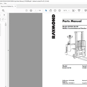 Raymond Walkie Counterbalanced Stacker RCS20 30 40 Parts Manual SN01000 and Up - PDF DOWNLOAD