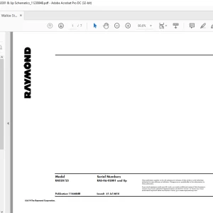 Raymond Walkie Stacker RAS20-RAS25 Schematics Manual  SNRAS02001 & Up  - PDF DOWNLOAD