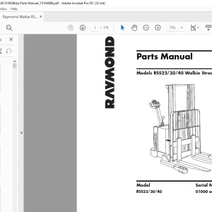Raymond Walkie Straddle Stacker RSS22 30 40 Parts Manual SN01000 and Up  - PDF DOWNLOAD