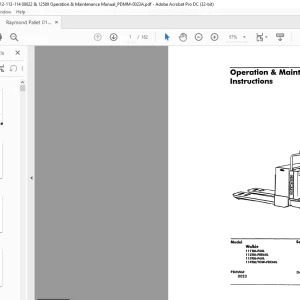 Raymond  Walkie 111TM-F60L 112TM-FRE60L 113TM-F60L 114TM TOW-FRC60L Operation & Maintenance Instructions Manual SN8622 and up  - PDF DOWNLOAD