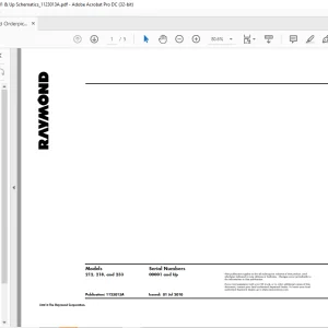 Raymond orderpicker 212, 218, and 233 Schematics Manual SN00001and Up - PDF DOWNLOAD