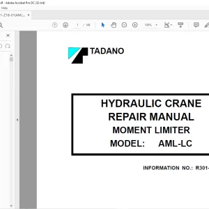 Tadano Faun AML-LC Moment Limiter Hydraulic Crane Repair Manual R301-Z18-01 - PDF DOWNLOAD