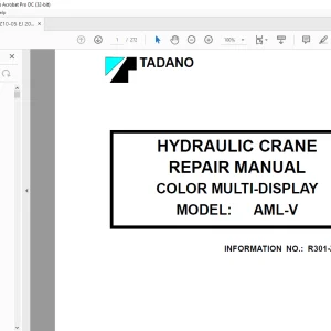 Tadano Faun AML-V Color Multi-Display Hydraulic Crane Repair Manual R301-Z10-05 - PDF DOWNLOAD