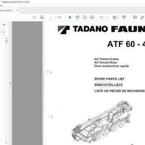 Tadano Faun All Terrain Crane ATF 60 - 4 Spare Parts List Manual - PDF DOWNLOAD
