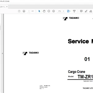 Tadano Faun Cargo Crane TM-ZR100-4 Service Manual SN EC7038 - PDF DOWNLOAD
