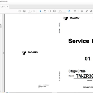 Tadano Faun Cargo Crane TM-ZR360-3 Service Manual SN EP7004 - PDF DOWNLOAD