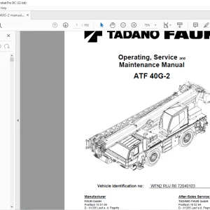 Tadano Faun Crane ATF 40G-2 Operating, Service & Maintenance Manual - PDF DOWNLOAD