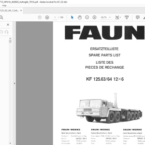 Tadano Faun Crane KF 125.63 64 12X6 Spare Parts List Manual - PDF DOWNLOAD