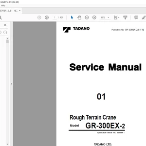 Tadano Faun GR-300EX-2 Rough Terrain Crane Service Manual SN 561384 - PDF DOWNLOAD