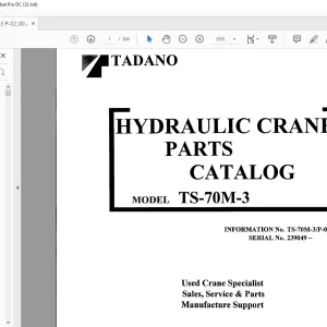 Tadano Faun Hydraulic Crane TS-70M-3 Parts Catalog Manual SN 239049 - PDF DOWNLOAD