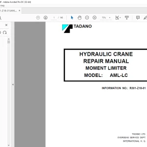 Tadano Faun Moment Limiter AML-LC Hydraulic Crane Repair Manual SN R301-Z18-01 - PDF DOWNLOAD