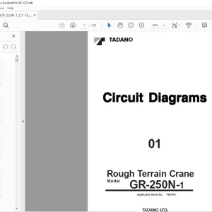 Tadano Faun Rough Terrain Crane GR-250N-1 Circuit Diagram Manual SN FB3443 - PDF DOWNLOAD