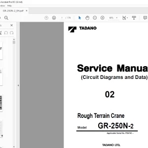 Tadano Faun Rough Terrain Crane GR-250N-2 (Circuit Diagrams & Data) Service Manual SN FB4745 - PDF DOWNLOAD