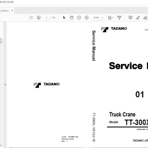 Tadano Faun Truck Crane TT-300XL-1 Service Manual SN 291030 -  PDF DOWNLOAD
