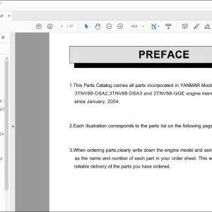 Yanmar 3TNV88-DSA 3TNV88-DSA2 3TNV88-DSA3 & 3TNV88-GGE Engine Parts Catalog Manual 0CR10-G56400 - PDF DOWNLOAD