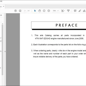 Yanmar 4TNV84T-ZDSAD Engine Parts Catalog Manual 0CW10-G38000 - PDF DOWNLOAD