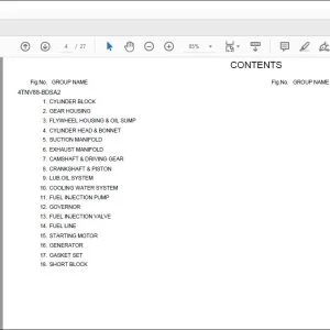 Yanmar 4TNV88-BDSA2 Engine Parts Catalog Manual 0CW10-G23400 - PDF DOWNLOAD