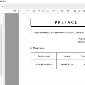 Yanmar 4TNV98T-ZGPGE for PRAMAC Parts Catalog Manual 0CW10-G46800 - PDF DOWNLOAD