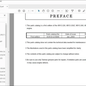 Yanmar 6BY2-220 6BY2-220Z 6BY2-260 6BY2-260Z Diesel Engine Parts Catalog Manual - PDF DOWNLOAD