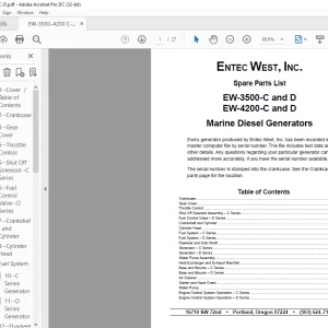 Yanmar EW-3500-C & D EW-4200-C & D Marine Diesel Generators Spare Parts List Manual - PDF DOWNLOAD