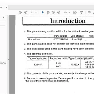 Yanmar KMH4A Marine Gear Parts Catalog Manual 000Y00R4790 - PDF DOWNLOAD