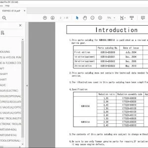 Yanmar KMH60A KMH61A Marine Gear Parts Catalog Manual 0CR10-G58503 - PDF DOWNLOAD