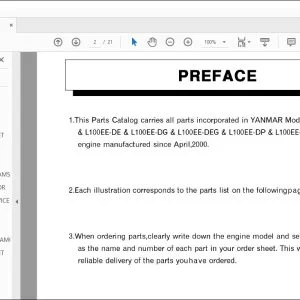 Yanmar L100EE-D L100EE-DE L100EE-DG L100EE-DEG L100EE-DP L100EE-DEP Engine Parts Catalog Manual - PDF DOWNLOAD