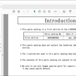 Yanmar L100V6CF1T1AA Diesel Engine Parts Catalog Manual 000Y00R5960 - PDF DOWNLOAD