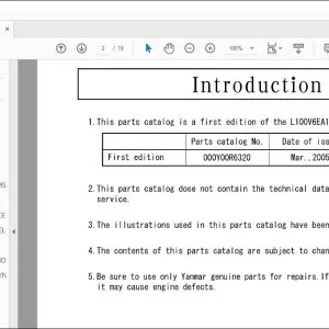 Yanmar L100V6EA1C1AA Diesel Engine Parts Catalog Manual 000Y00R6320 - PDF DOWNLOAD