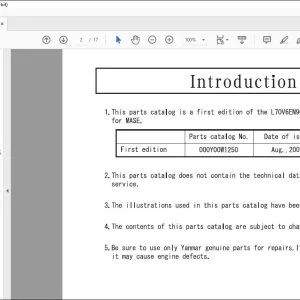 Yanmar L70V6EN9C9EAMA Diesel Engine Parts Catalog Manual 000Y00W1250 - PDF DOWNLOAD