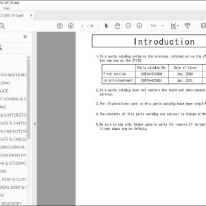 Yanmar ZT350 ZT370 Diesel Engine Parts Catalog Manual - PDF DOWNLOAD