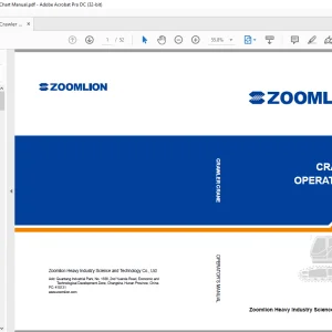 ZOOMLION CRAWLER CRANE ZCC1100H Lifting Capacity Chart OPERATOR’S MANUAL - PDF DOWNLOAD