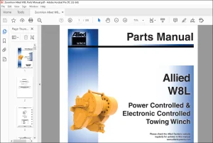 Zoomlion Allied W8L Power Controlled & Electronic Controlled Towing Winch Parts Manual PN 599781W - PDF DOWNLOAD