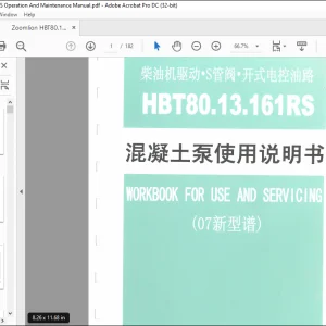 Zoomlion HBT80.13.161RS Workbook for Use & Servicing Manual - PDF DOWNLOAD