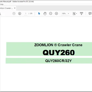 Zoomlion QUY260 Crawler Crane Parts Manual - PDF DOWNLOAD