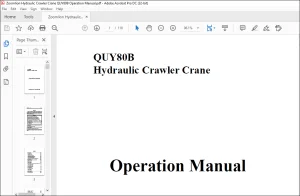 Zoomlion QUY80B Hydraulic Crawler Crane Operation Manual - PDF DOWNLOAD