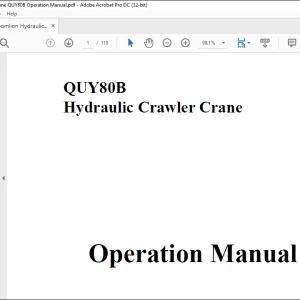 Zoomlion QUY80B Hydraulic Crawler Crane Operation Manual - PDF DOWNLOAD