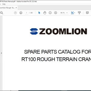 Zoomlion RT100 Rough Terrain Crane Parts Catalog Manual - PDF DOWNLOAD