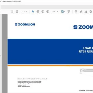 Zoomlion RT55 Rough Terrain Crane Load Chart Manual - PDF DOWNLOAD